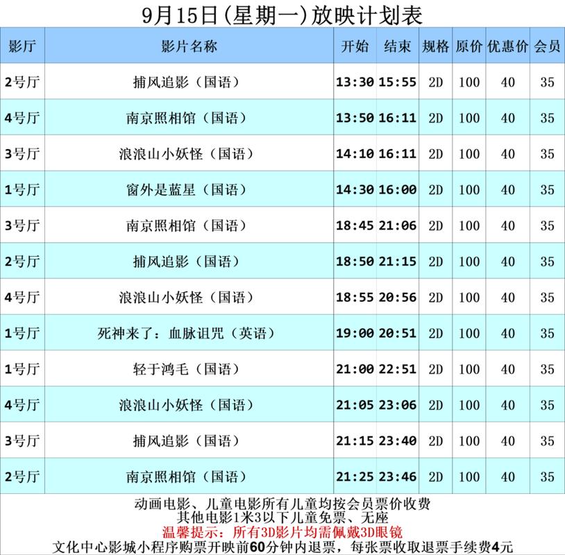 《影院排片时间表今日更新|最新电影场次查询|附近影院排片推荐》